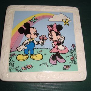 Vintage Disney Applause Mickey & Minnie Mouse Tile Trivet